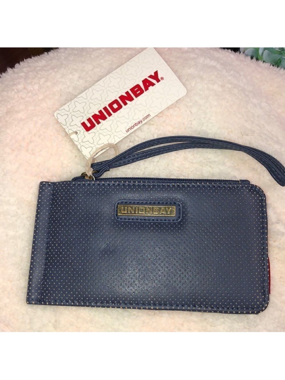 Unionbay Travel Padded Faux Leather Double Zip Wallet Passport Card Holder
